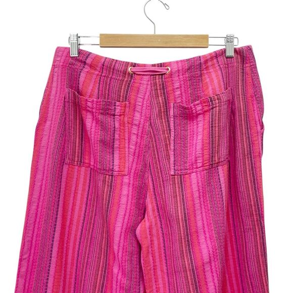 NWT Sundance Hana Stripe Pink Wide Leg Pants Size PM Medium Petite Boho Beachy - Picture 7 of 15